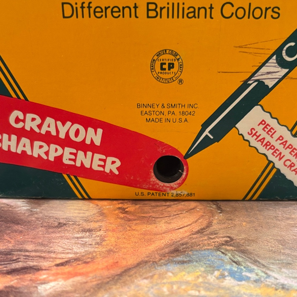 Vintage Crayon 64-Count Crayons Box – Yellow & Dark Green Built in Sharpener - Picture 10 of 14